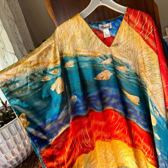 Winlar Kaftan One Size Fits Most 41" W x 48" L Bohemian Maxi Dress Robe Tunic - Picture 5 of 11